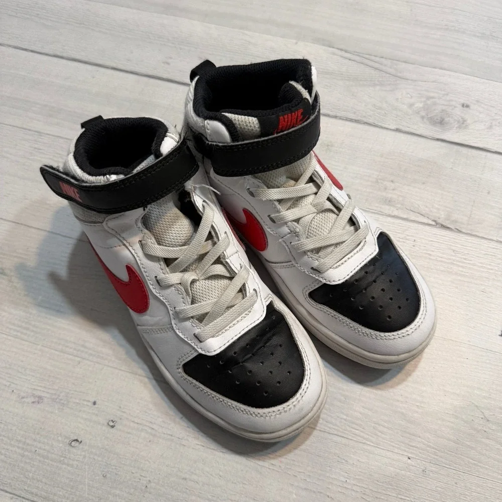 Nike Court Borough Mid 2‎ Kids' Shoes black white red little kids size 13